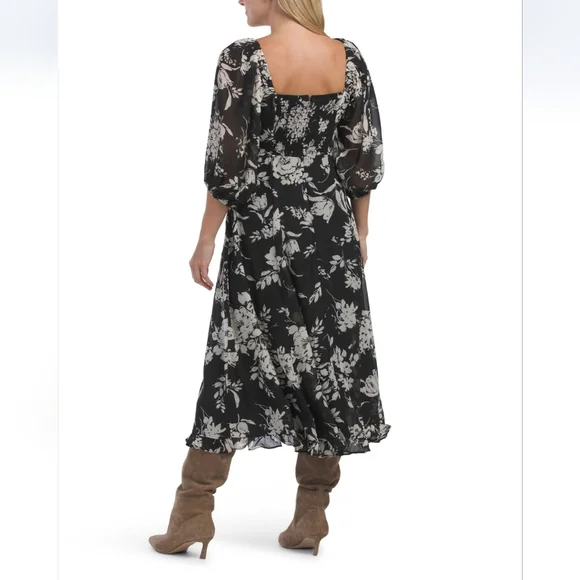 Rachel Zoe Twist Front Bodice With Ruffle Hem Midi Dress - Picture 2 of 5